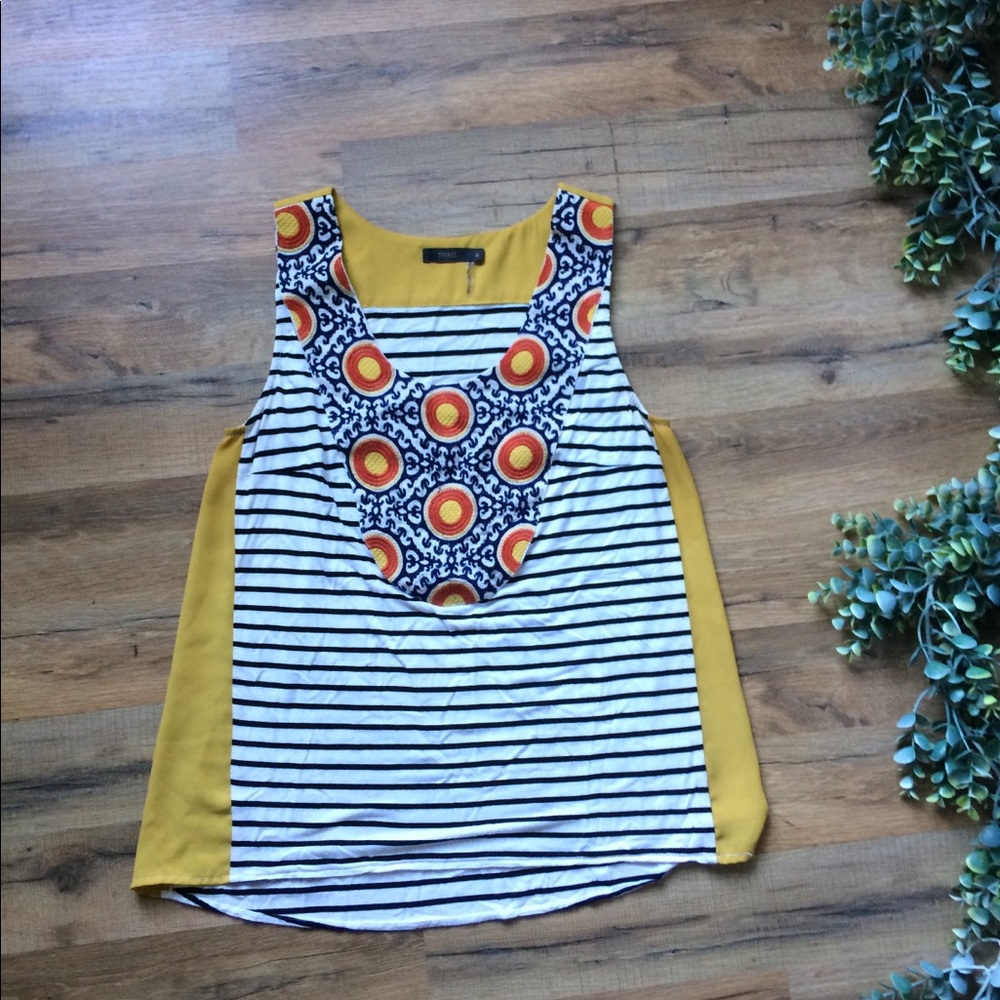 SOLD THML | Arielle Embroidered Striped Tank Top - Picture 1 of 7